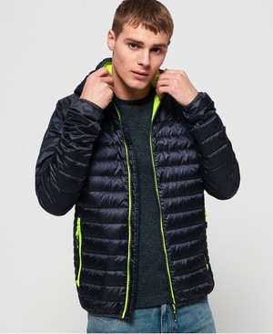 Superdry Chromatic Core Down Férfi Kabát Sötétkék/Sötét Szürke | JHYZI4528